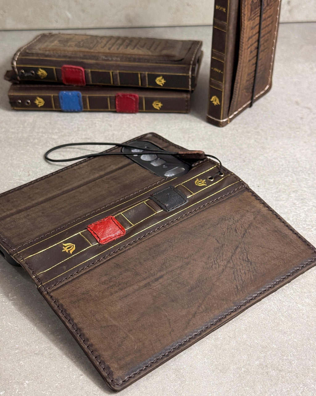 Genuine Leather Wallet Case For Galaxy S21-S26 Ultra, Card Slots (Book Design)