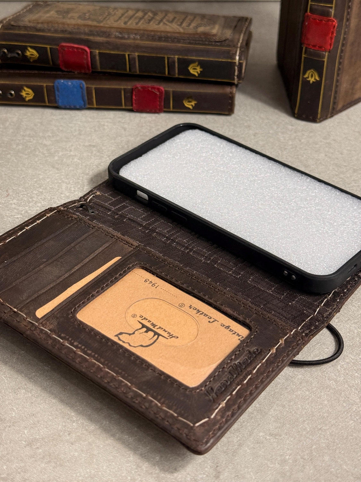 Handmade Leather Book Wallet Case for Galaxy Z Fold