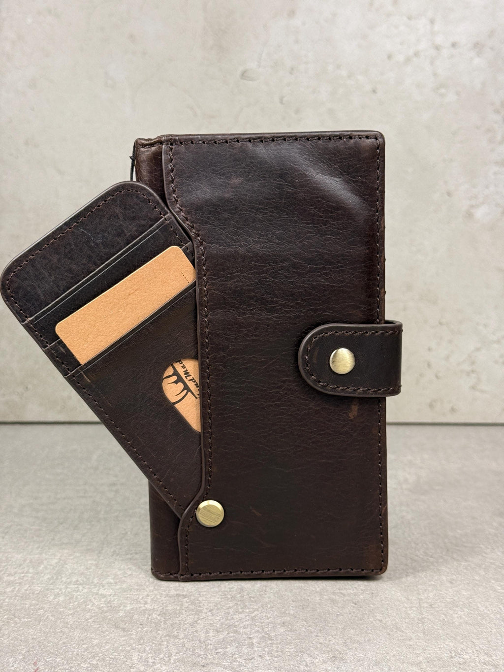 Genuine Leather Wallet Case: Vintage Book Style, Card Slots Motorola