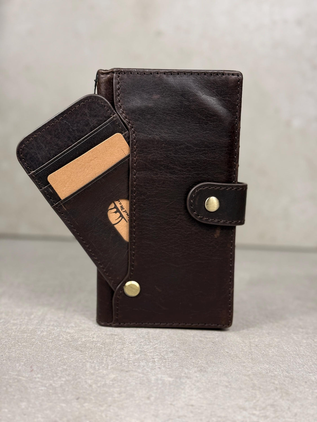 Genuine Leather Wallet Case: Vintage Book Style, Card Slots Motorola