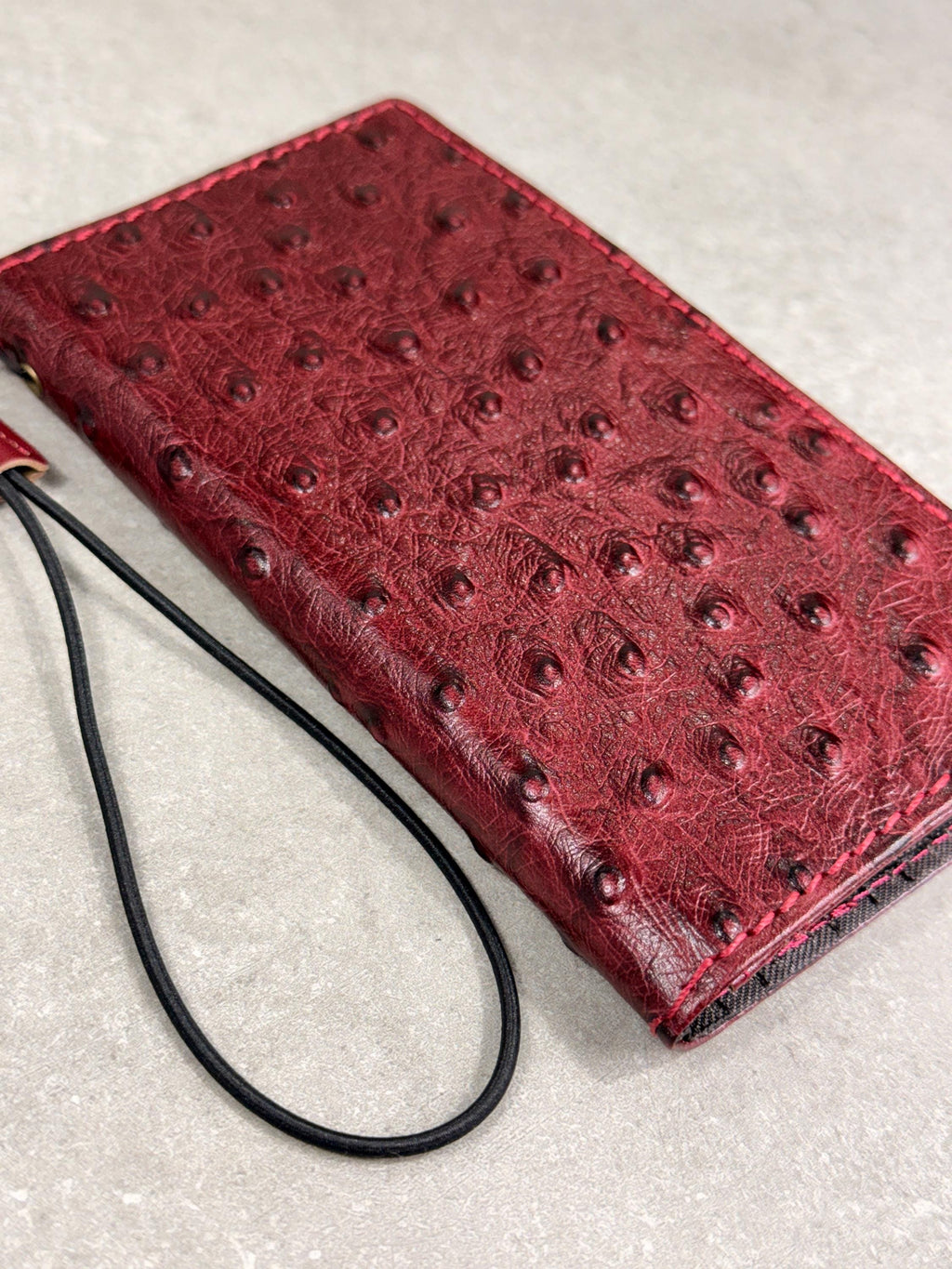 Genuine Leather iPhone Case: Ostrich Pattern, Vintage Book Style, Handcrafted Protection
