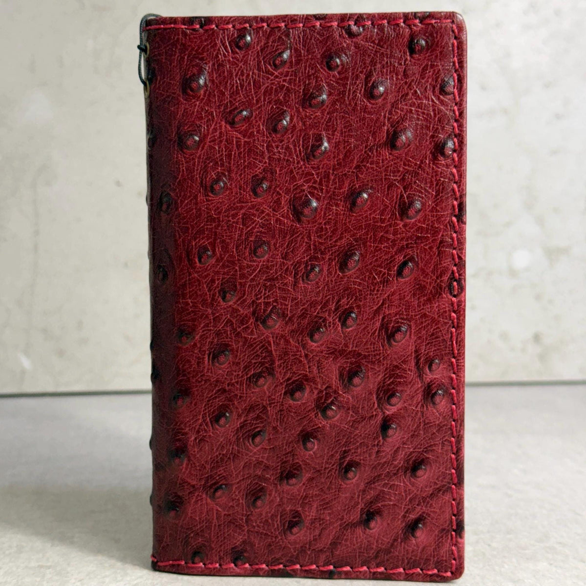 Genuine Leather iPhone Case: Ostrich Pattern, Vintage Book Style, Handcrafted Protection
