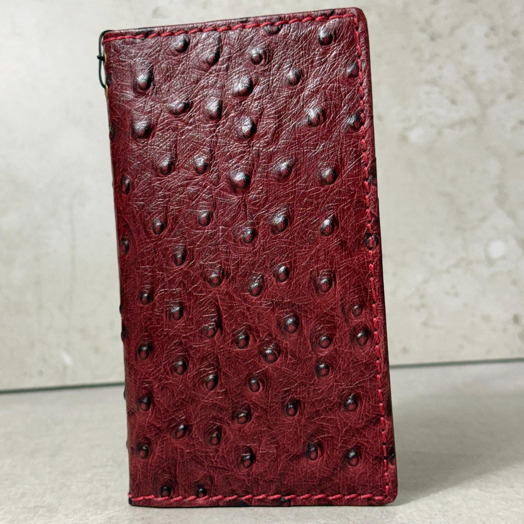 Genuine Leather iPhone Case: Ostrich Pattern, Vintage Book Style, Handcrafted Protection