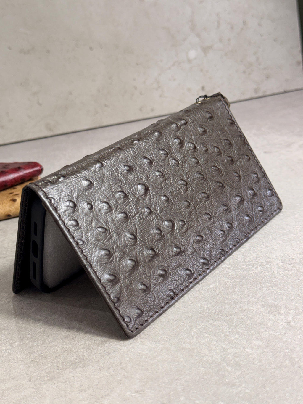 Handmade Ostrich Leather iPhone Case: Vintage Book Style 17