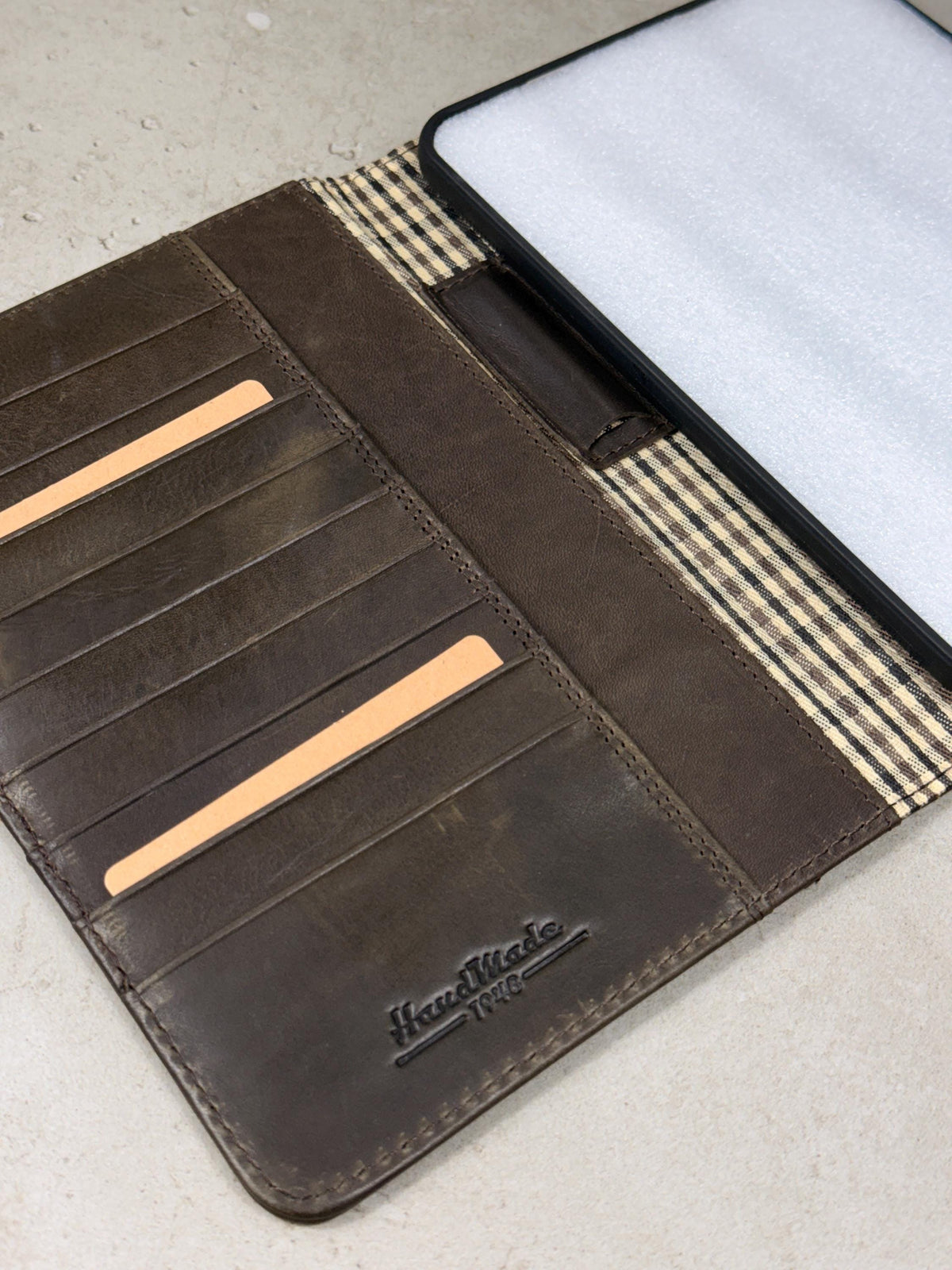 Handmade Leather Samsung tab A9+ A11+ Cover, Book Style Case with Pen Holder