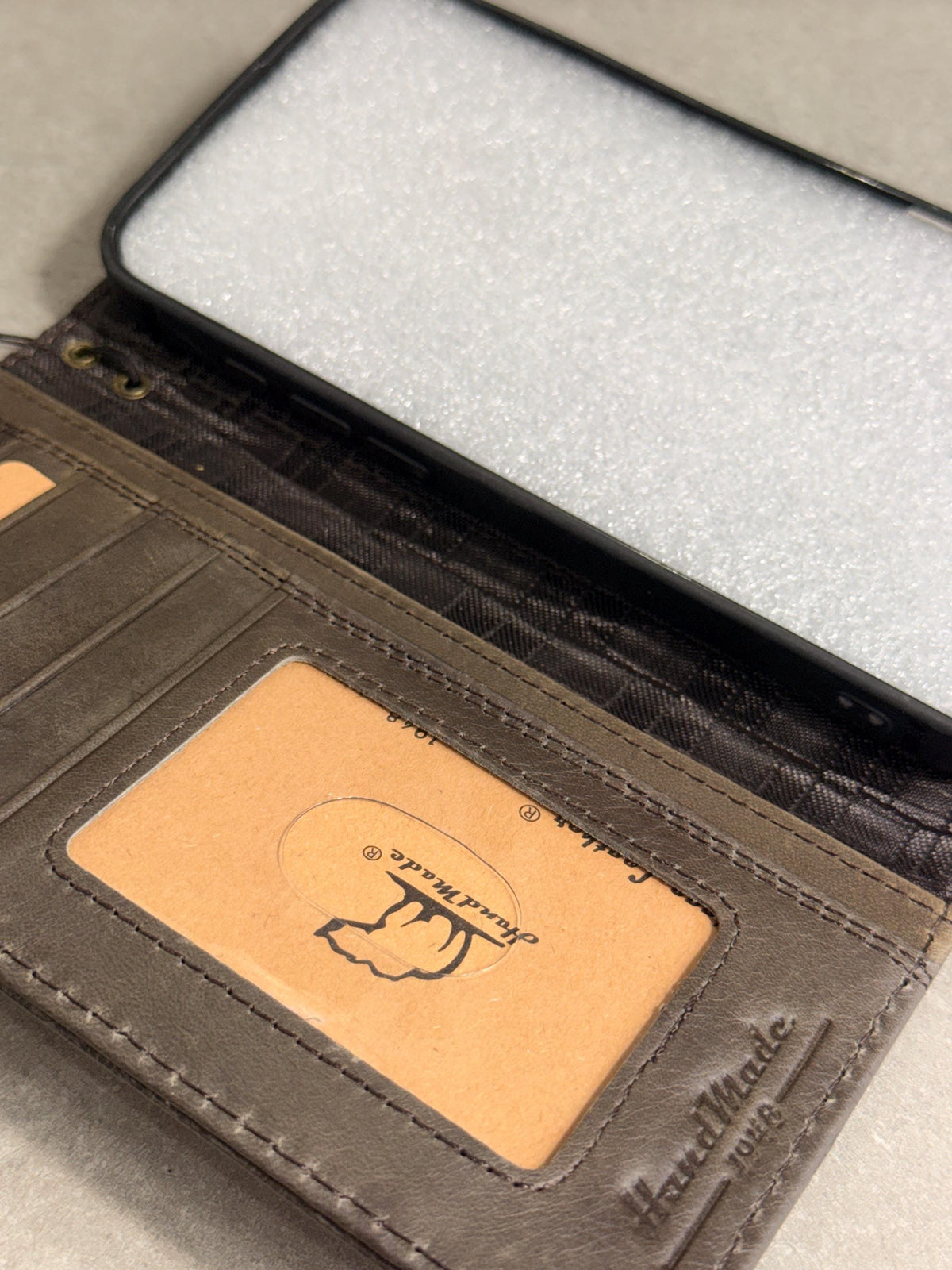 Handmade Leather Wallet Case for Galaxy Z Fold 2/3/4/5/6/7 -  Ostrich Art Design