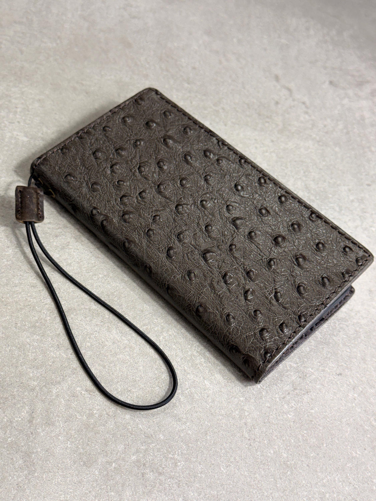 Handmade Leather Wallet Case for Galaxy Z Fold 2/3/4/5/6/7 -  Ostrich Art Design