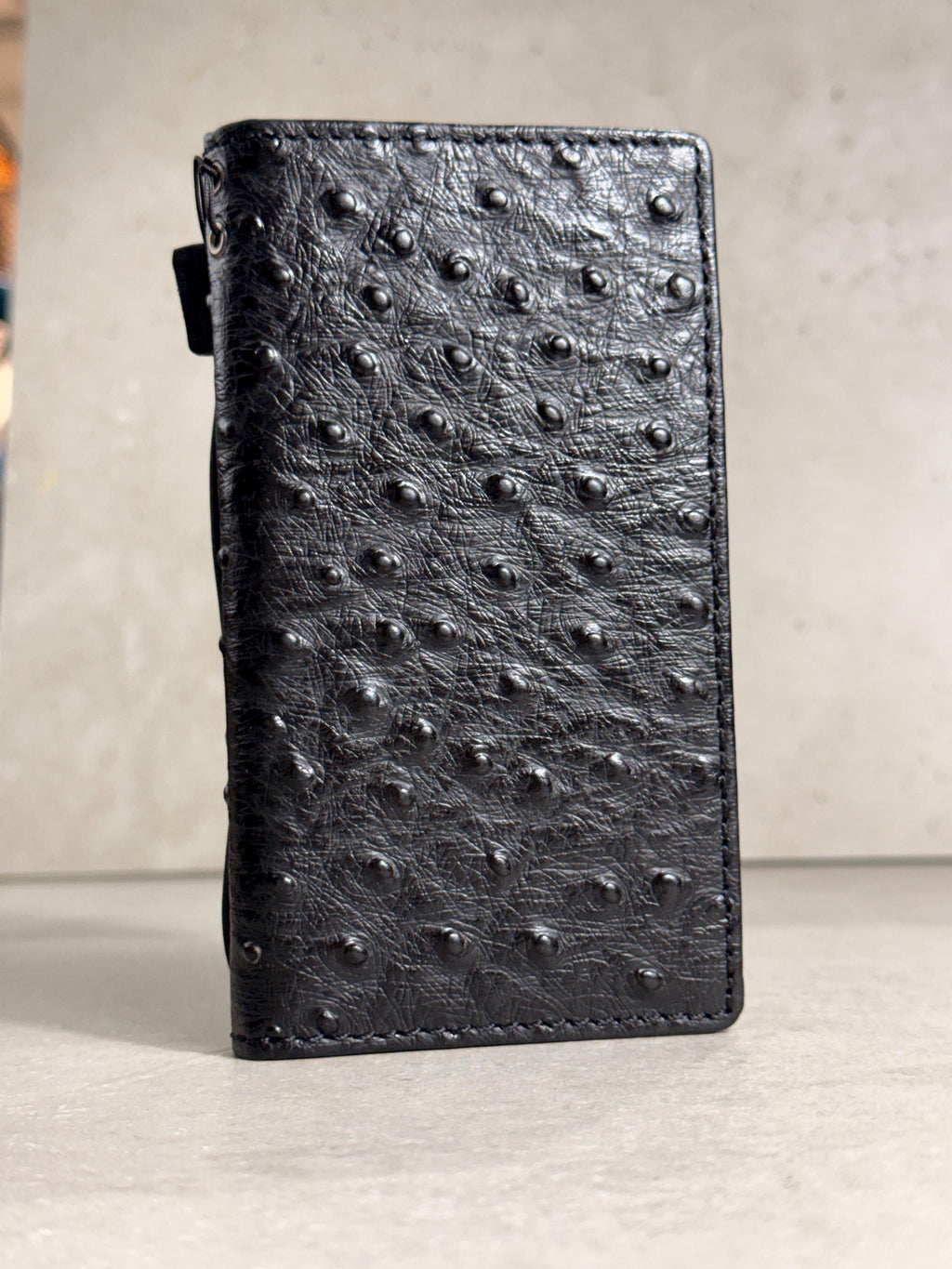 Genuine Leather iPhone Case: Ostrich Pattern, Vintage Book Style, Handcrafted Protection