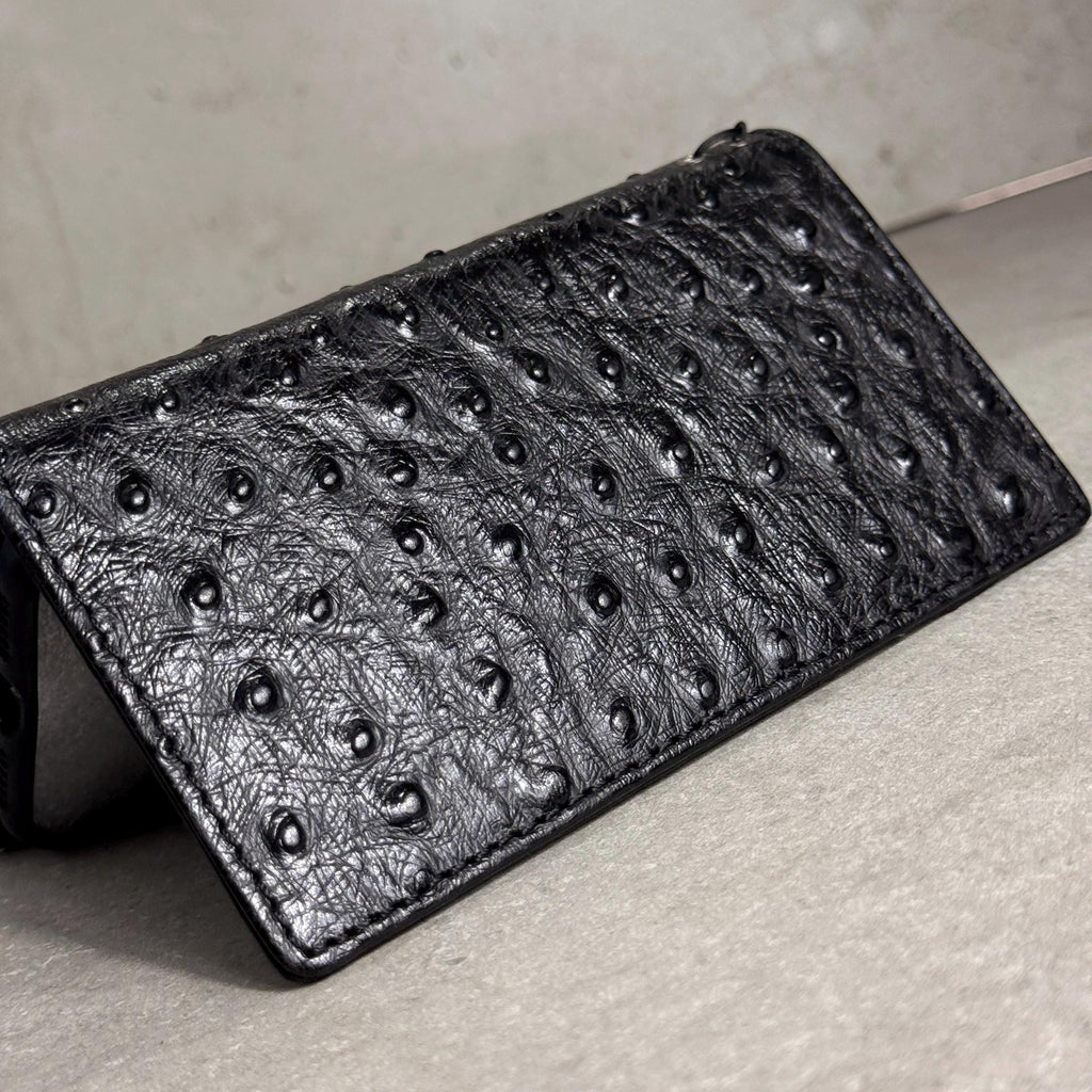 Genuine Leather iPhone Case: Ostrich Pattern, Vintage Book Style, Handcrafted Protection