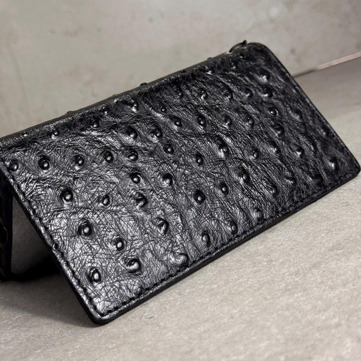 Genuine Leather iPhone Case: Ostrich Pattern, Vintage Book Style, Handcrafted Protection