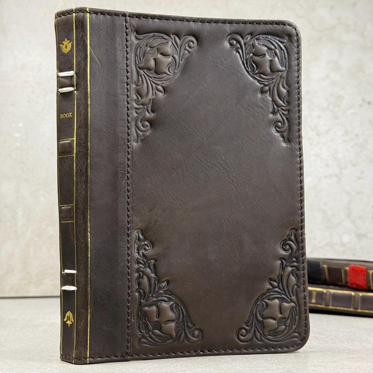 Handmade Leather iPad Cover, Book Style Case with Pen Holder