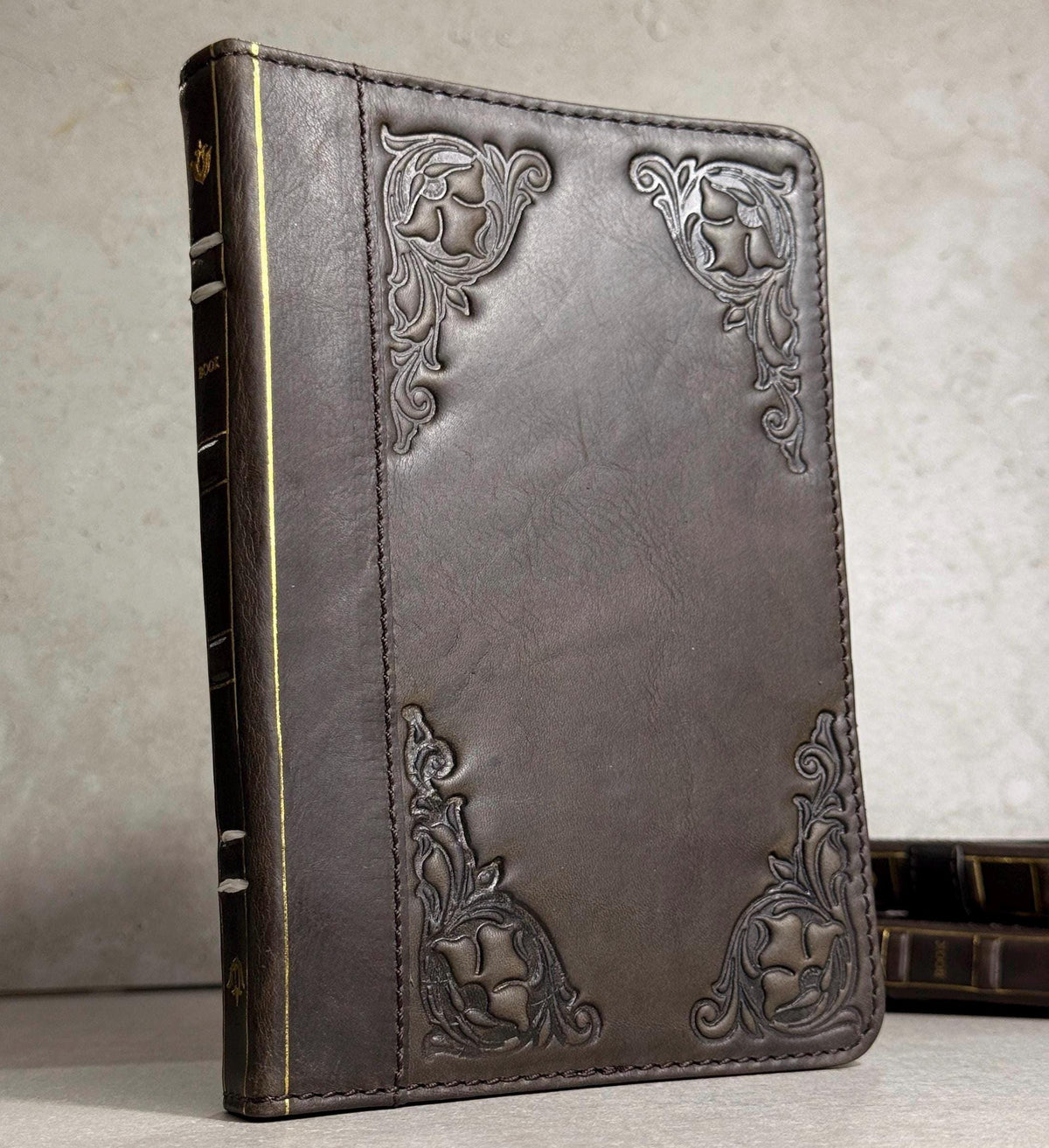 Handmade Leather iPad Cover, Book Style Case with Pen Holder