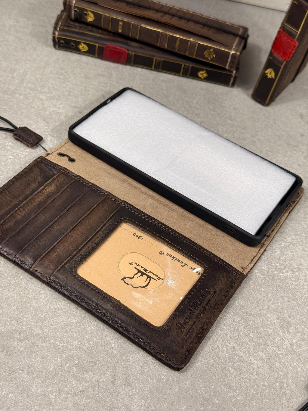 Genuine Leather fo OnePlus Open Case Wallet Handmade Wireless Luxury