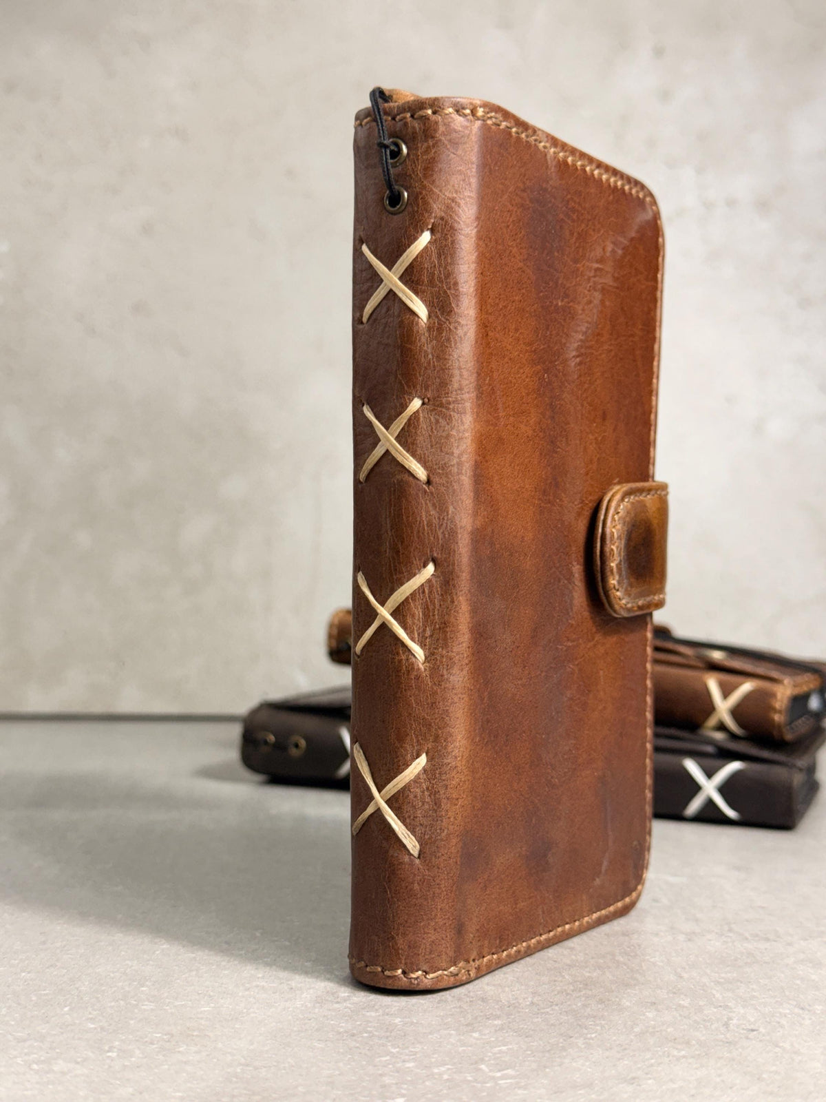 Vintage Leather Wallet Case for iPhone: Book Style, Card Slots