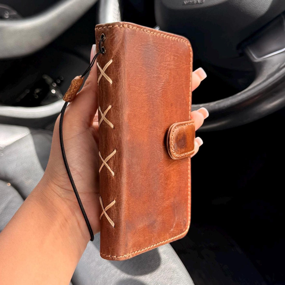 Vintage Leather Wallet Case for iPhone: Book Style, Card Slots