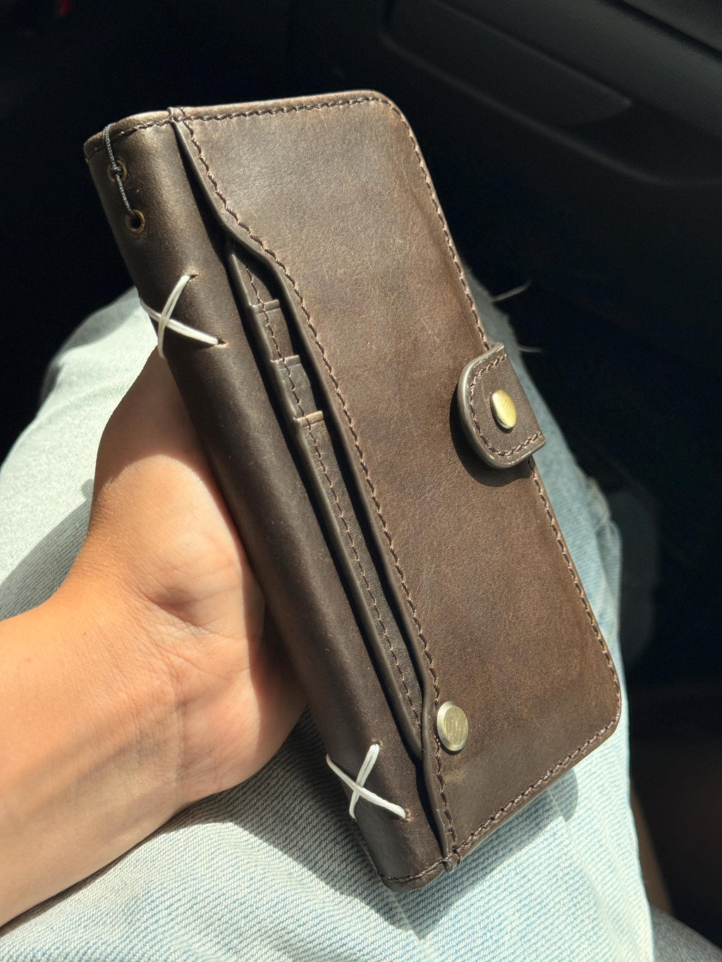 Genuine Leather fo OnePlus Open Case Wallet Handmade Wireless Luxury oiled Ar