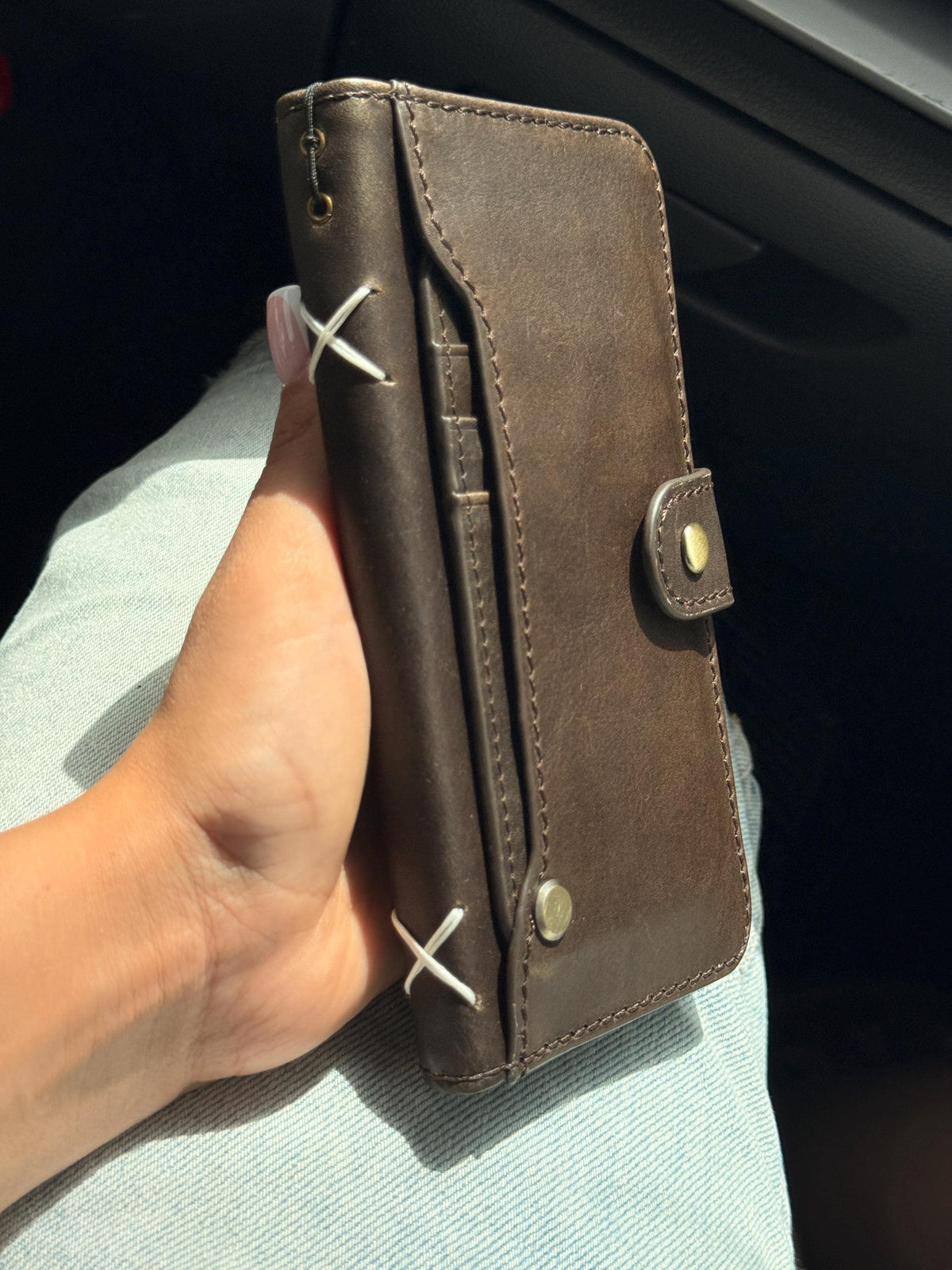 Genuine Leather fo OnePlus Open Case Wallet Handmade Wireless Luxury oiled Ar