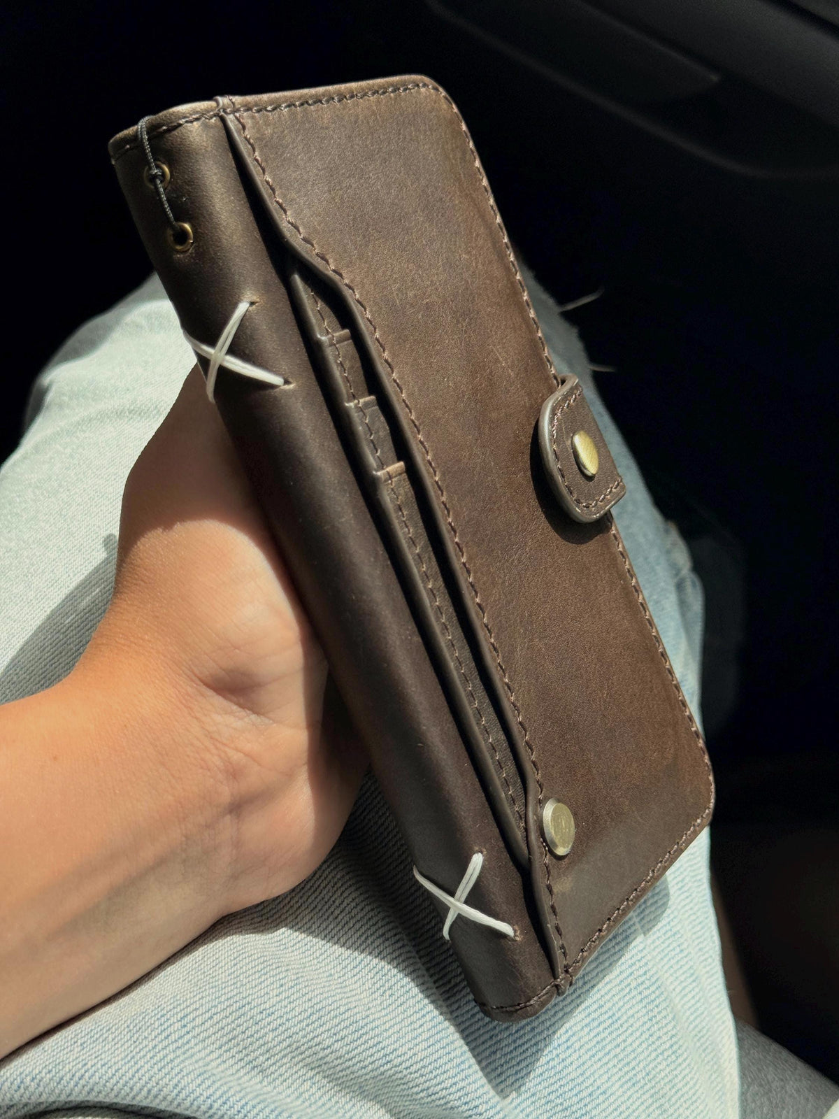 Genuine Leather fo OnePlus Open Case Wallet Handmade Wireless Luxury oiled Ar