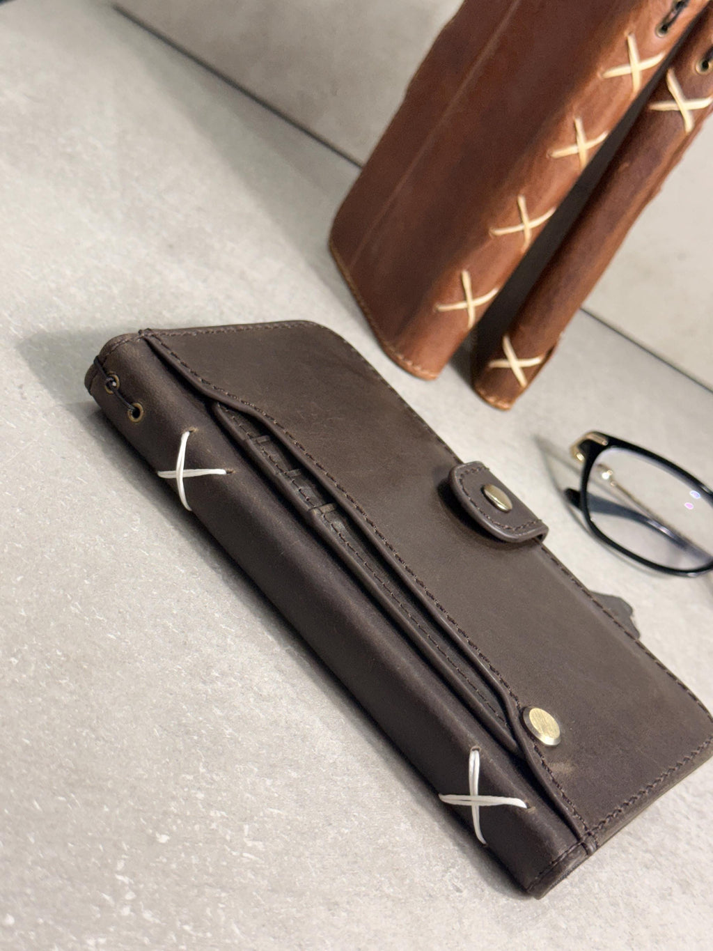 Handmade Leather Wallet Case: Galaxy S21 S22 S23 S24 S25 S26 Ultra, Card Slots