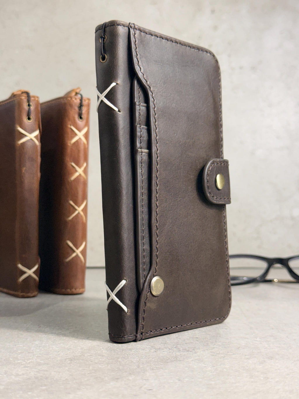 Handmade Leather Wallet Case: Galaxy S21 S22 S23 S24 S25 S26 Ultra, Card Slots
