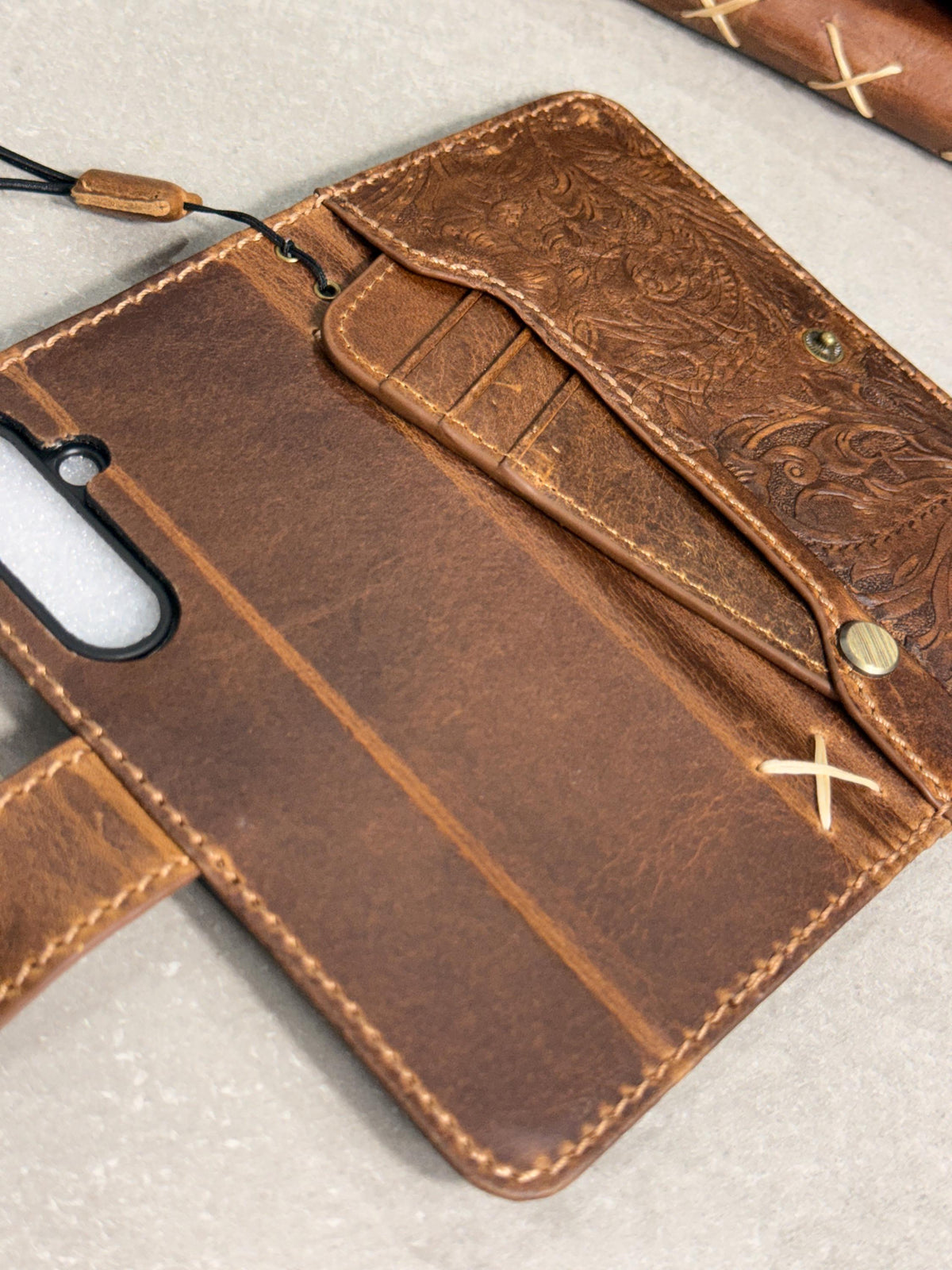 Handmade Leather Wallet Case: Galaxy S21 S22 S23 S24 S25 S26 Ultra, Card Slots