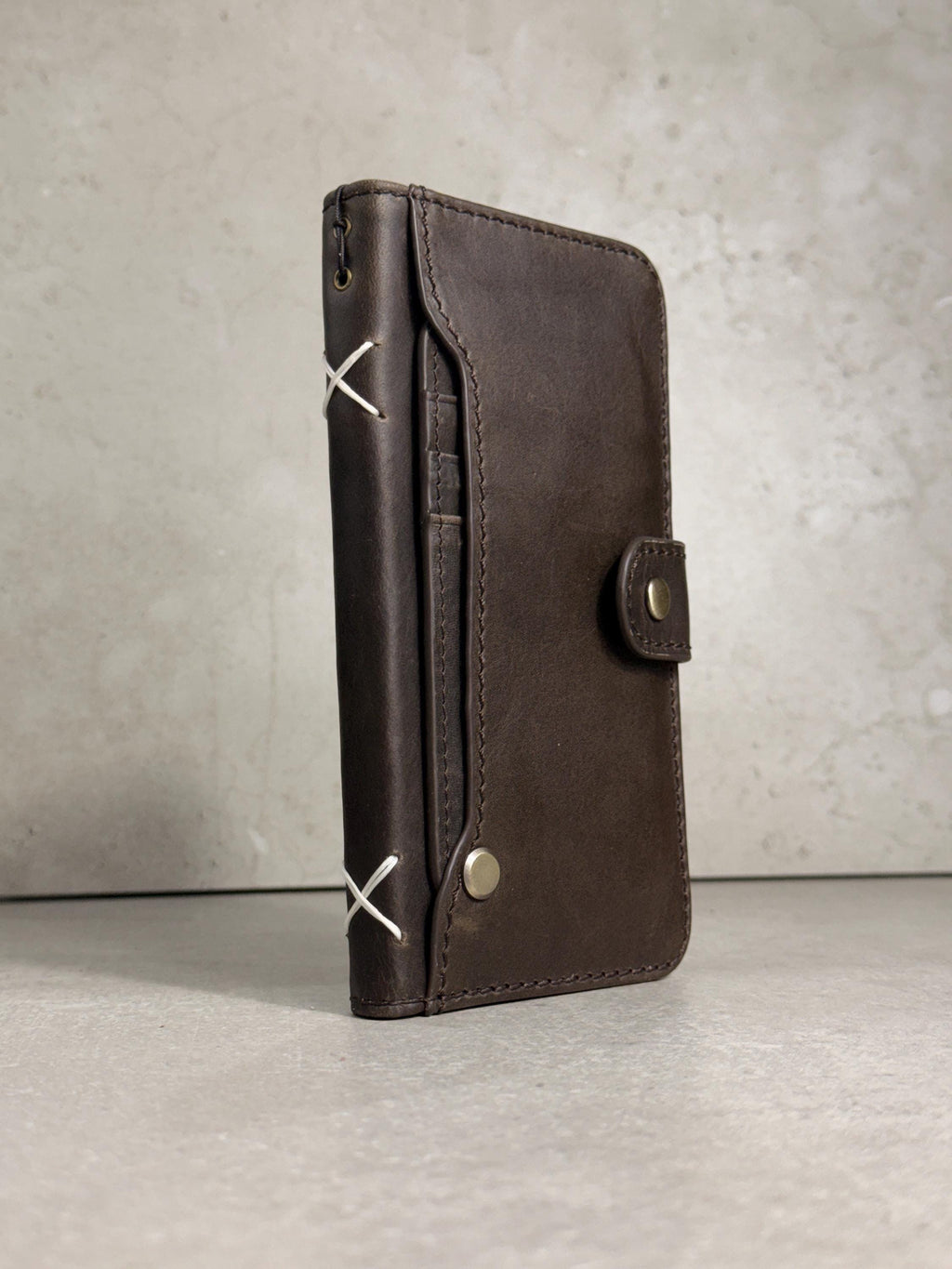Vintage Leather Wallet Case for iPhone: Book Style, Card Slots
