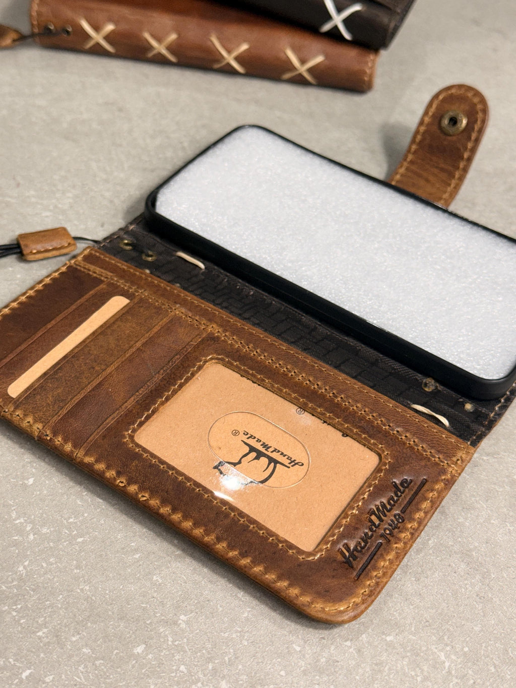 Vintage Leather Wallet Case for iPhone: Book Style, Card Slots