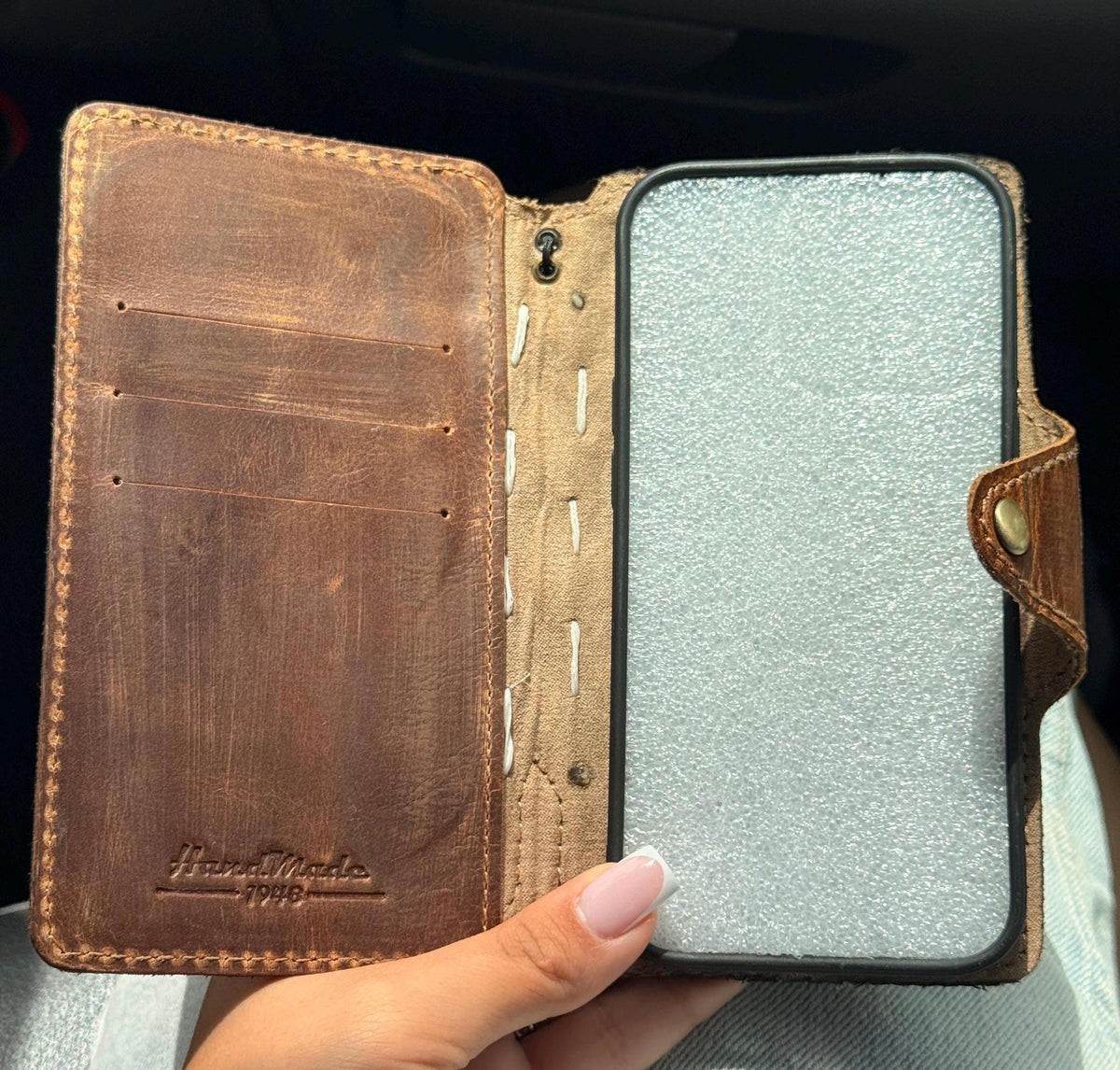 Vintage Leather Wallet Case for iPhone: Book Style, Card Slots
