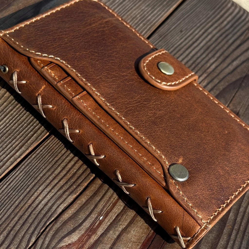 Handmade Leather Wallet Case for Google Pixel: Retro Card Holder with Zipper