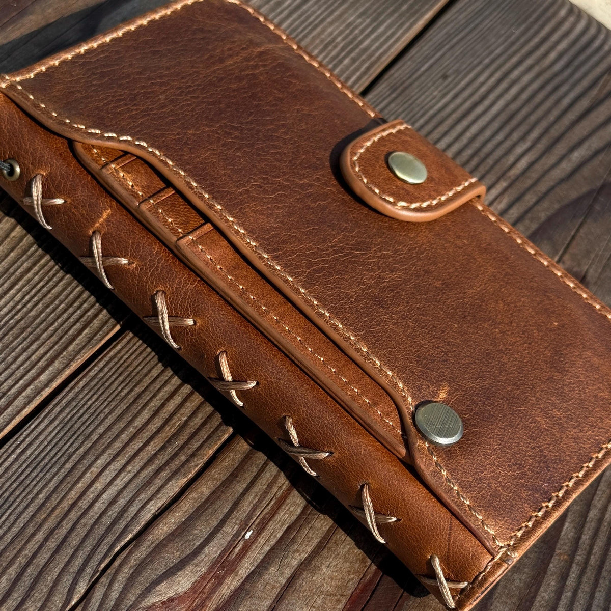 Handmade Leather Wallet Case for Google Pixel: Retro Card Holder with Zipper