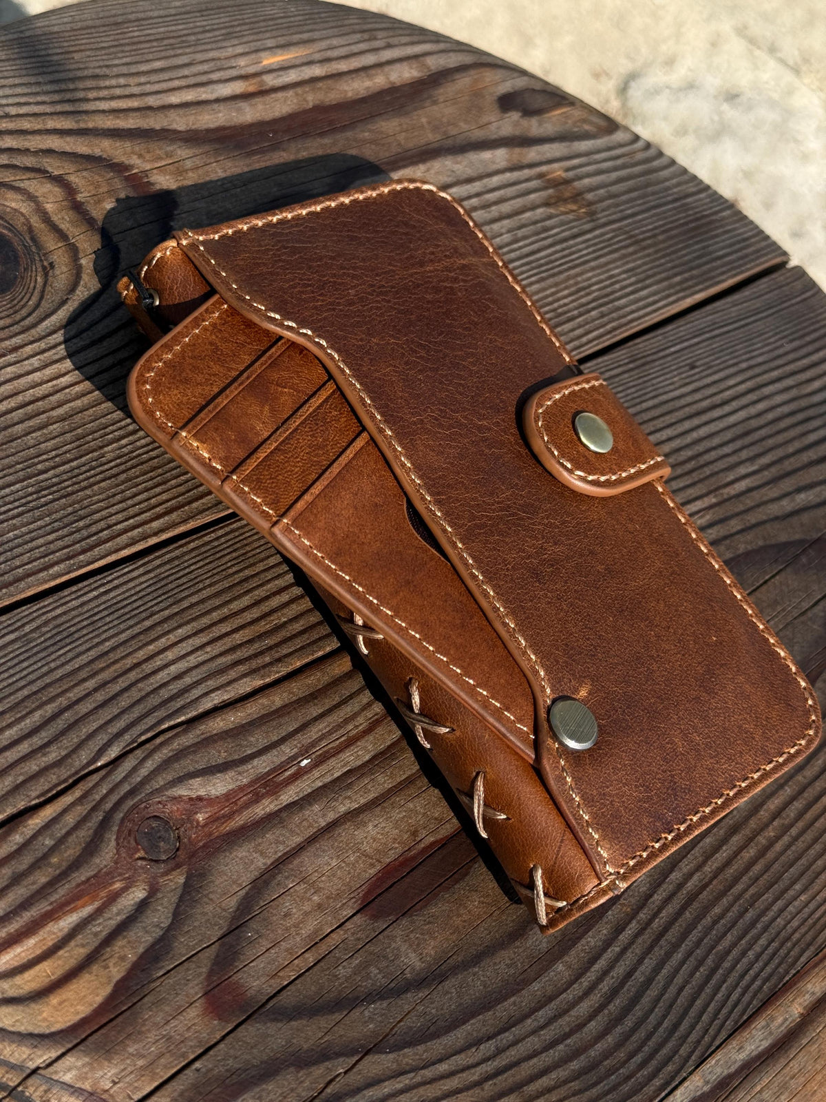 Handmade Leather Wallet Case for Google Pixel: Retro Card Holder with Zipper