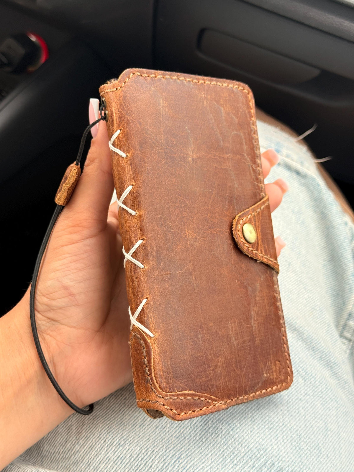 Handmade Leather Wallet Case for Google Pixel: Retro Card Holder with Zipper