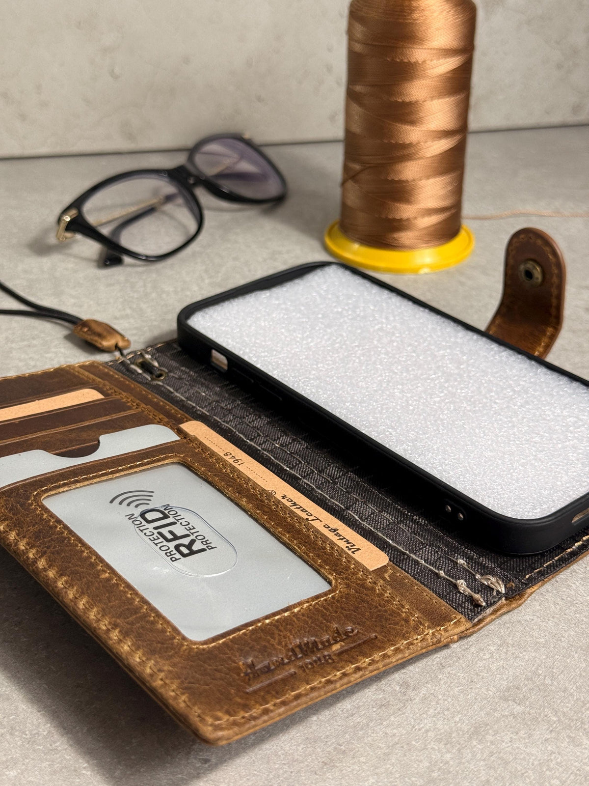Vintage Book Style Leather iPhone Wallet Case 17