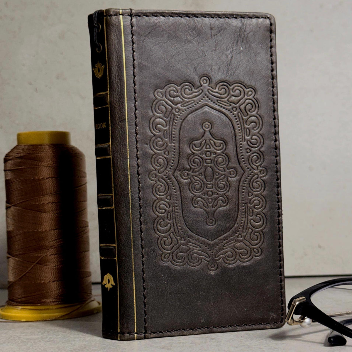 Handmade Leather Wallet Case: Floral Book Design for Galaxy S26/S22/S23/S24/S25
