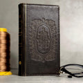 Embossed Leather iPhone Wallet : Vintage Book Style - iPhone 8 to 17 Pro Max