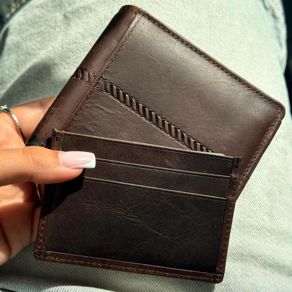 2 in 1 Leather Wallet Slim Removable Card Holder Minimalist Bifold Compact Everyday Wallet