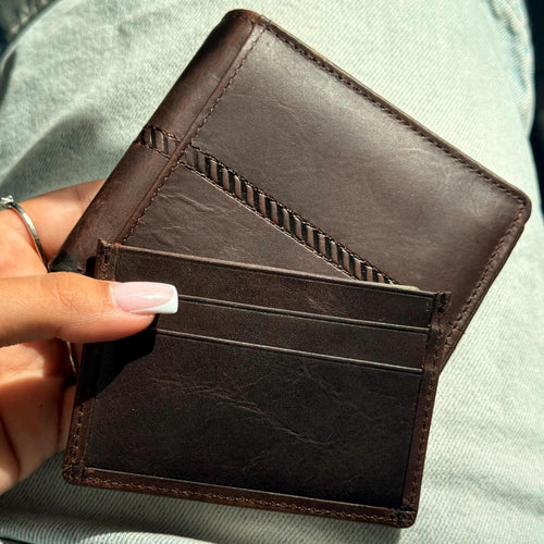 2 in 1 Leather Wallet Slim Removable Card Holder Minimalist Bifold Compact Everyday Wallet