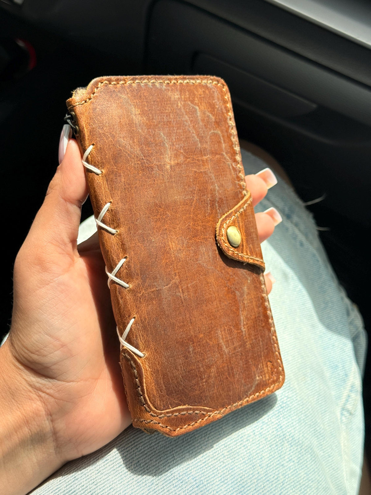 Genuine Leather fo OnePlus 15 12 12R Case Wallet Handmade Wireless Luxury oiled Ar