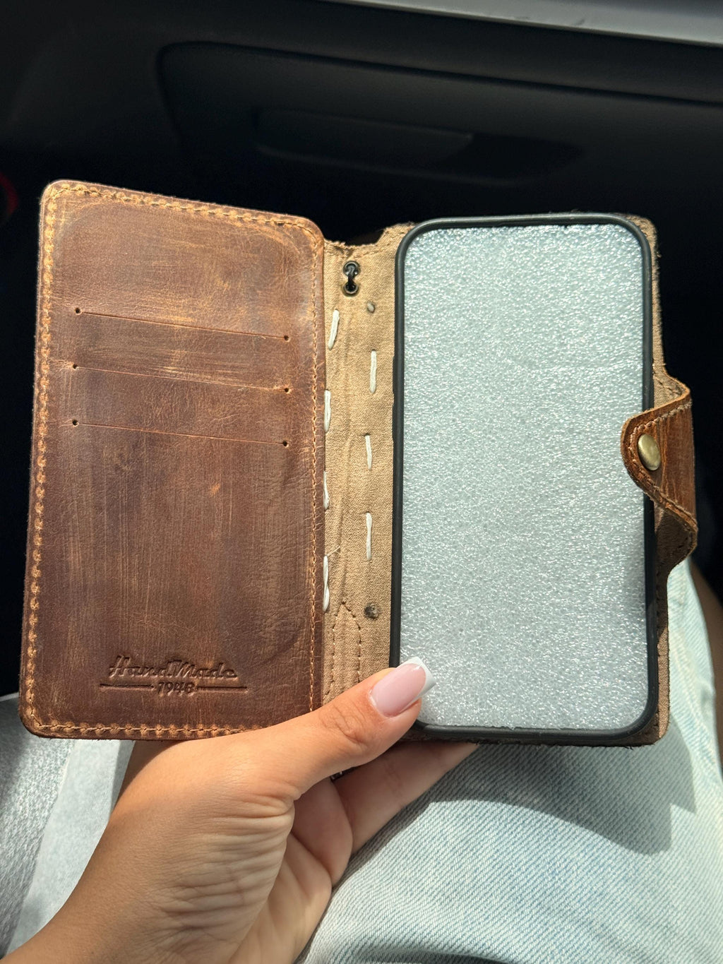 Genuine Leather fo OnePlus 15 12 12R Case Wallet Handmade Wireless Luxury oiled Ar