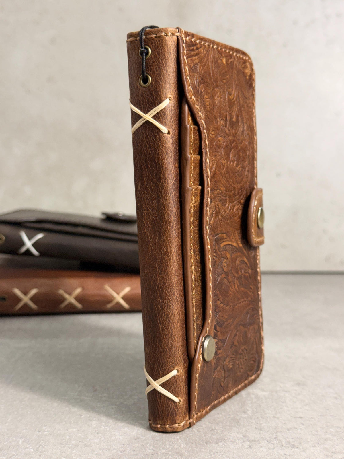 Genuine Leather fo OnePlus 15 12 12R Case Wallet Handmade Wireless Luxury oiled Ar