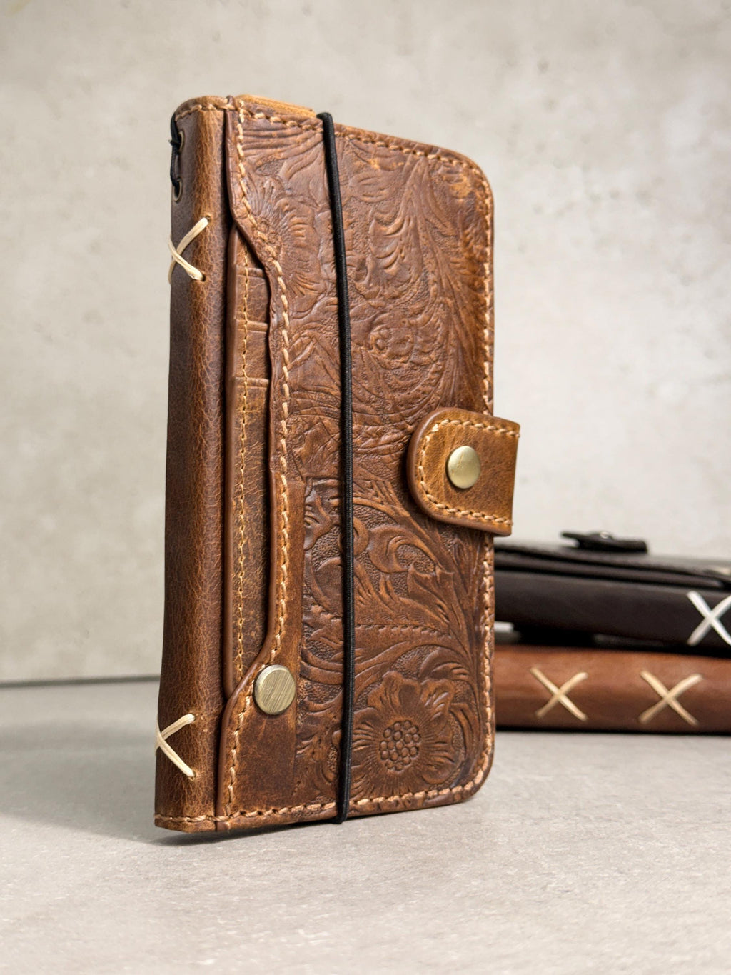 Genuine Leather fo OnePlus 15 12 12R Case Wallet Handmade Wireless Luxury oiled Ar