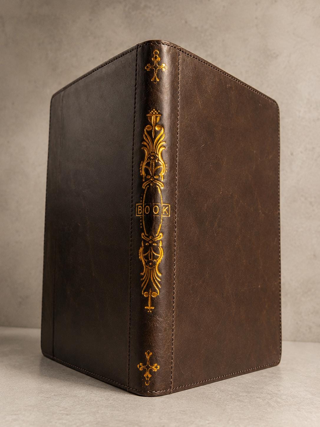 Handmade Leather iPad Cover, Book Style Case with Pen Holder