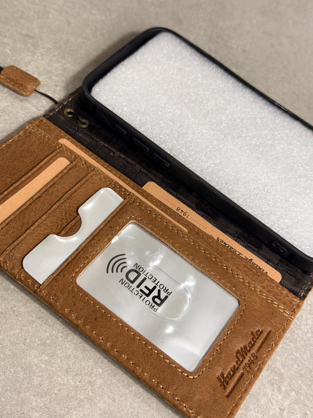Genuine Leather iPhone Case: Ostrich Pattern, Vintage Book Style, Handcrafted Protection