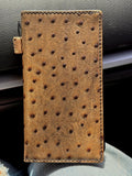 Genuine Leather iPhone Case: Ostrich Pattern, Vintage Book Style, Handcrafted Protection