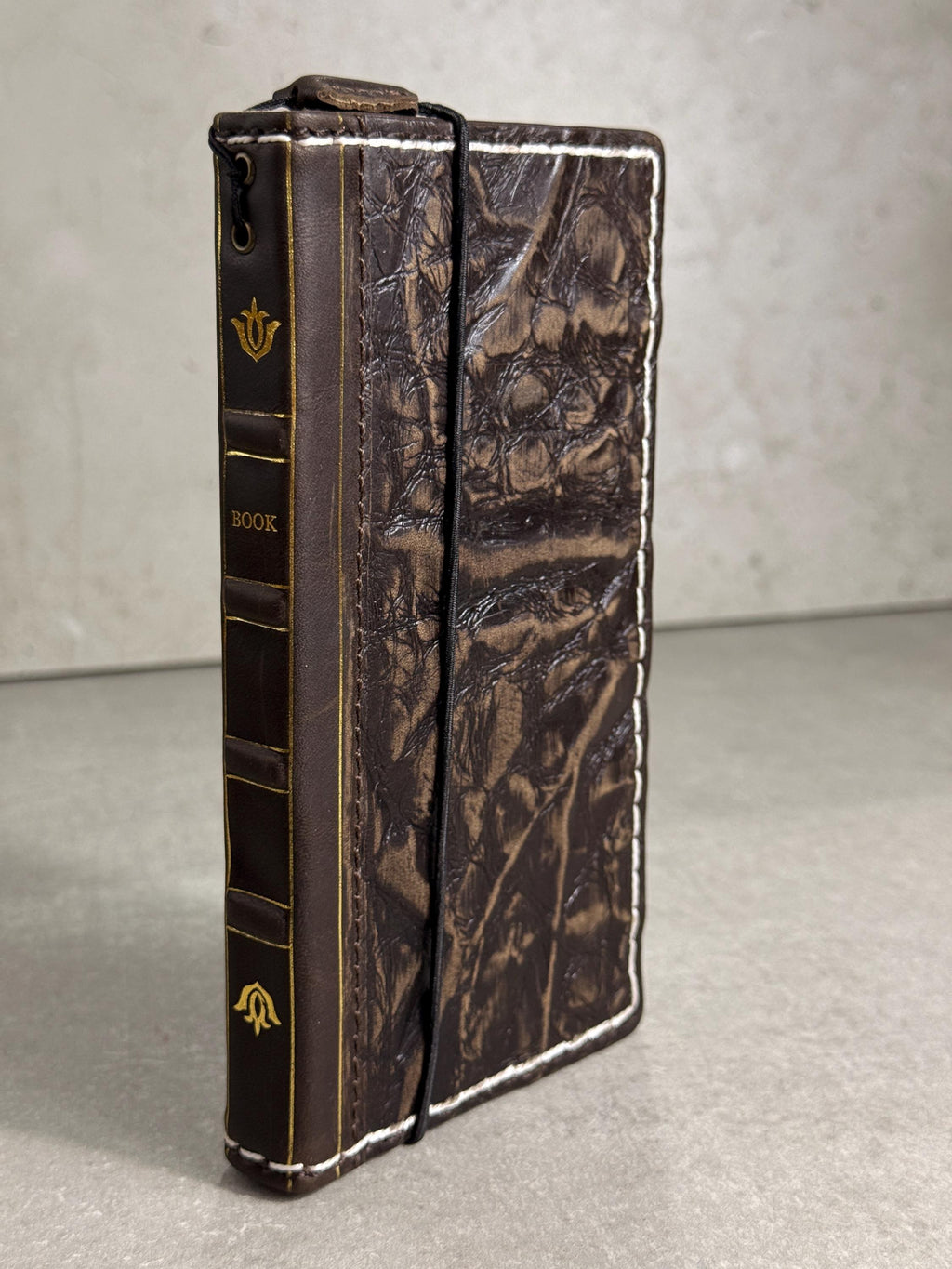Handmade Leather Book Wallet Case for iPhone: Vintage Style Card Slots