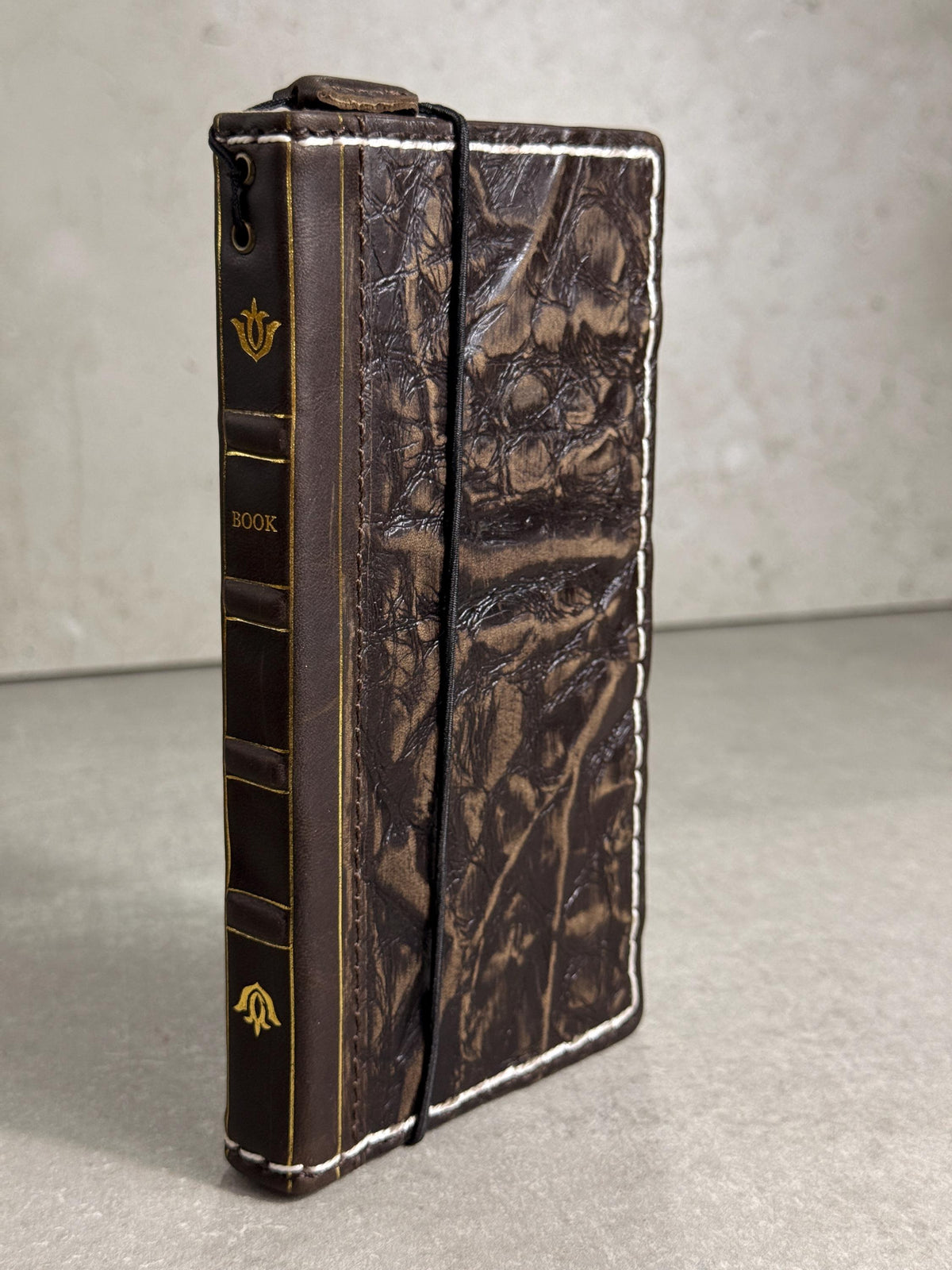 Handmade Leather Book Wallet Case for iPhone: Vintage Style Card Slots