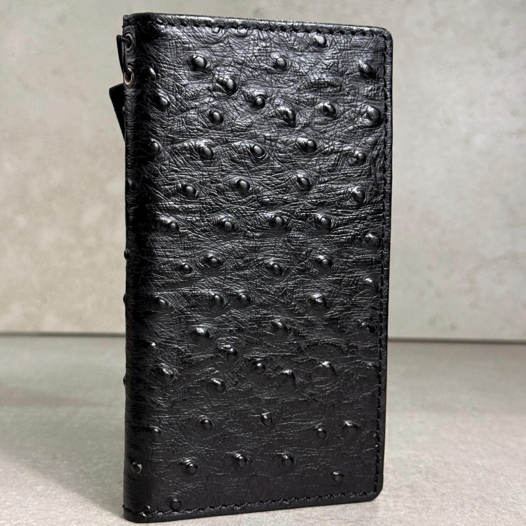 Genuine Leather iPhone Case: Ostrich Pattern, Vintage Book Style, Handcrafted Protection