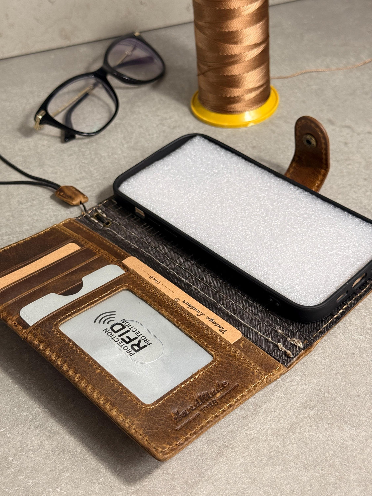 Handmade Leather Wallet Case: Galaxy S21 S22 S23 S24 S25 Ultra, Card Slots