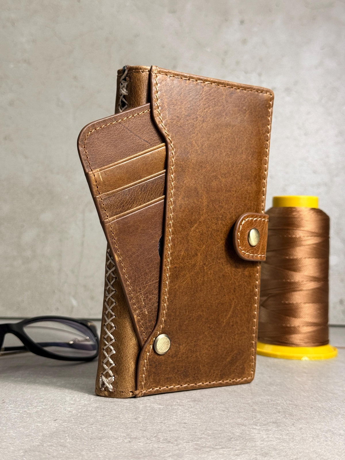 Handmade Leather Wallet Case: Galaxy S21 S22 S23 S24 S25 Ultra, Card Slots