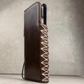 Genuine Leather iPhone Case: Ostrich Pattern, Vintage Book Style, Handcrafted Protection